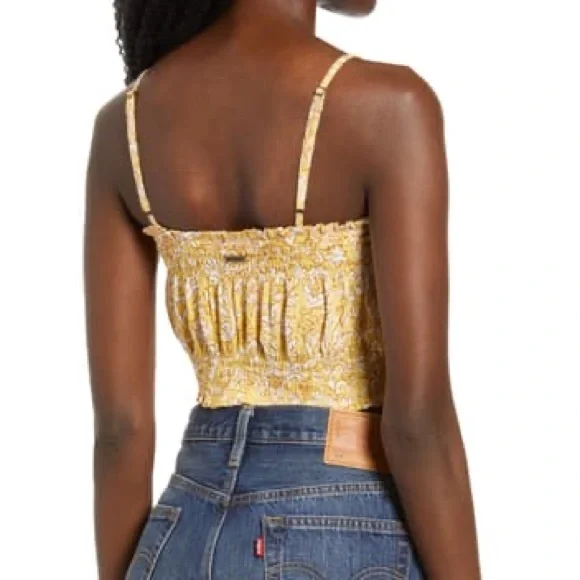 Billabong Straight Seas Floral Print Crop Top Yellow Size Large NWT - Picture 5 of 8